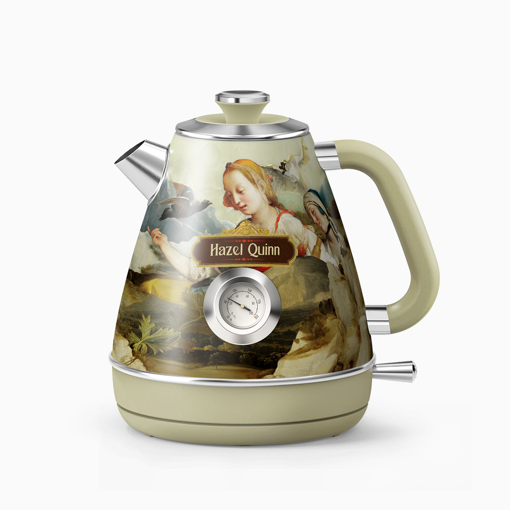 [Exuberant] Jointly-Designed Electric Kettle by Eduardo Recife, with Food Grade 304 Stainless Steel, Dial Thermometer, 1.7 L, Artworks Pasted by Hand