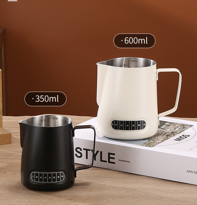 White 350ml Temp Control Milk Frothing Pitcher – 304 Stainless