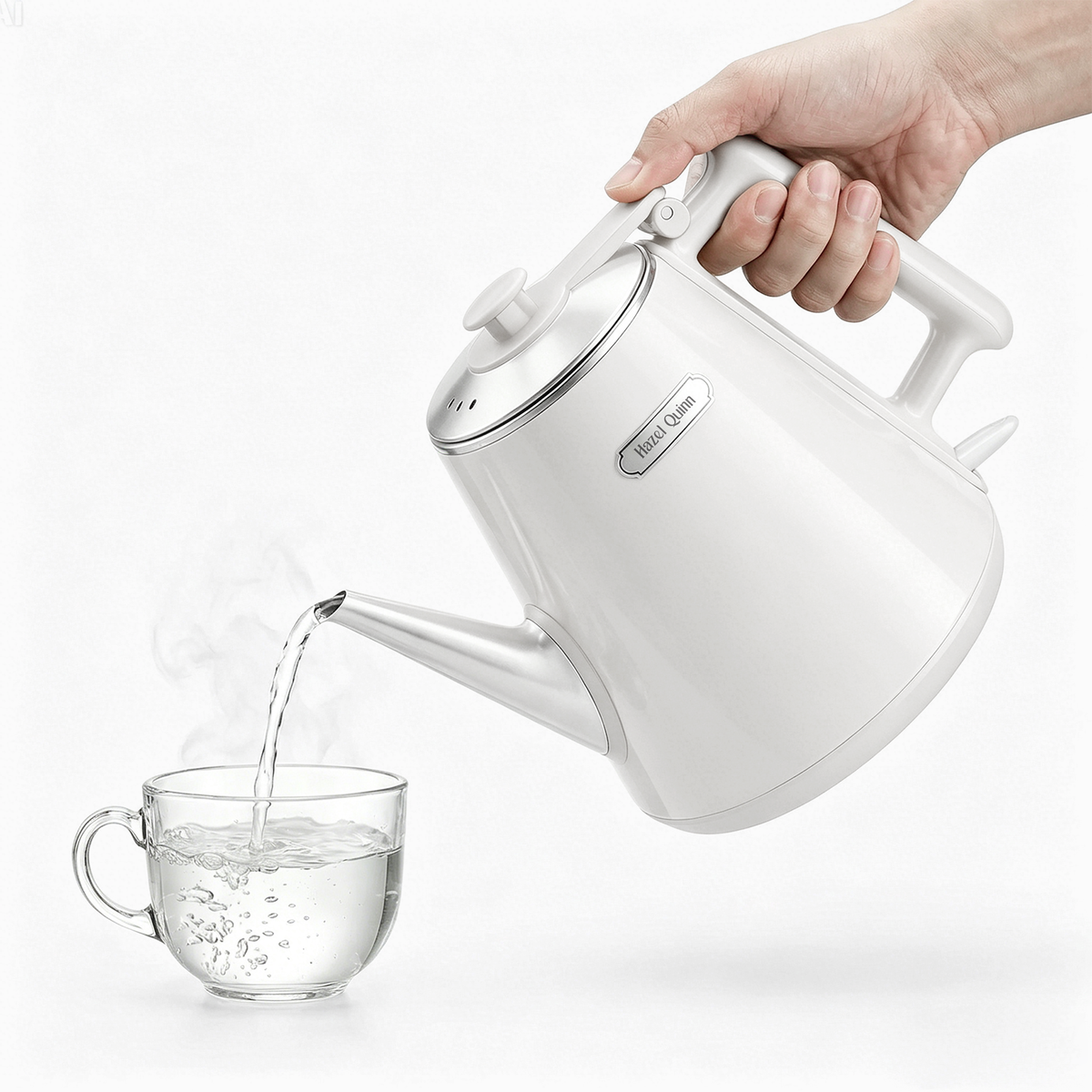 Pearl White 1 Liter Double Wall Electric Kettle, with Food Grade