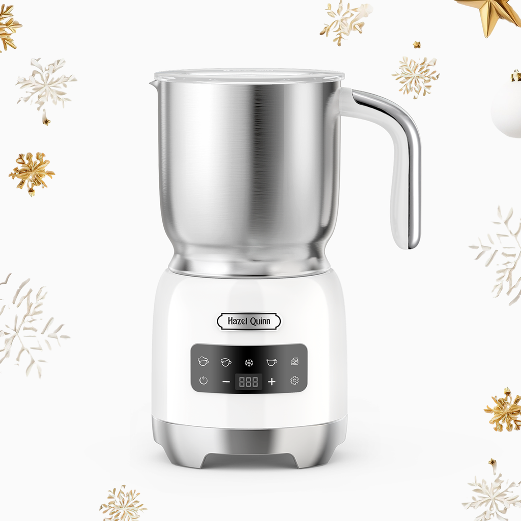 Nouveau mousseur à lait électrique 5-en-1, en acier inoxydable de qualité alimentaire 304, écran tactile LED, capacité de 0,4 L （Version US uniquement）