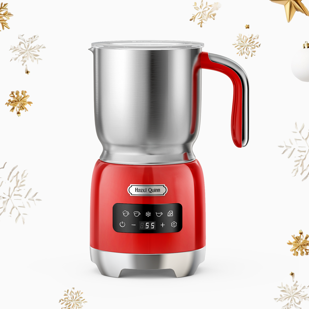 Mousseur à Lait Électrique 5-en-1 Ruby Red, avec Acier Inoxydable 304 de Qualité Alimentaire, Écran Tactile LED, 0,4 L (Disponible au Royaume-Uni et dans l’UE)