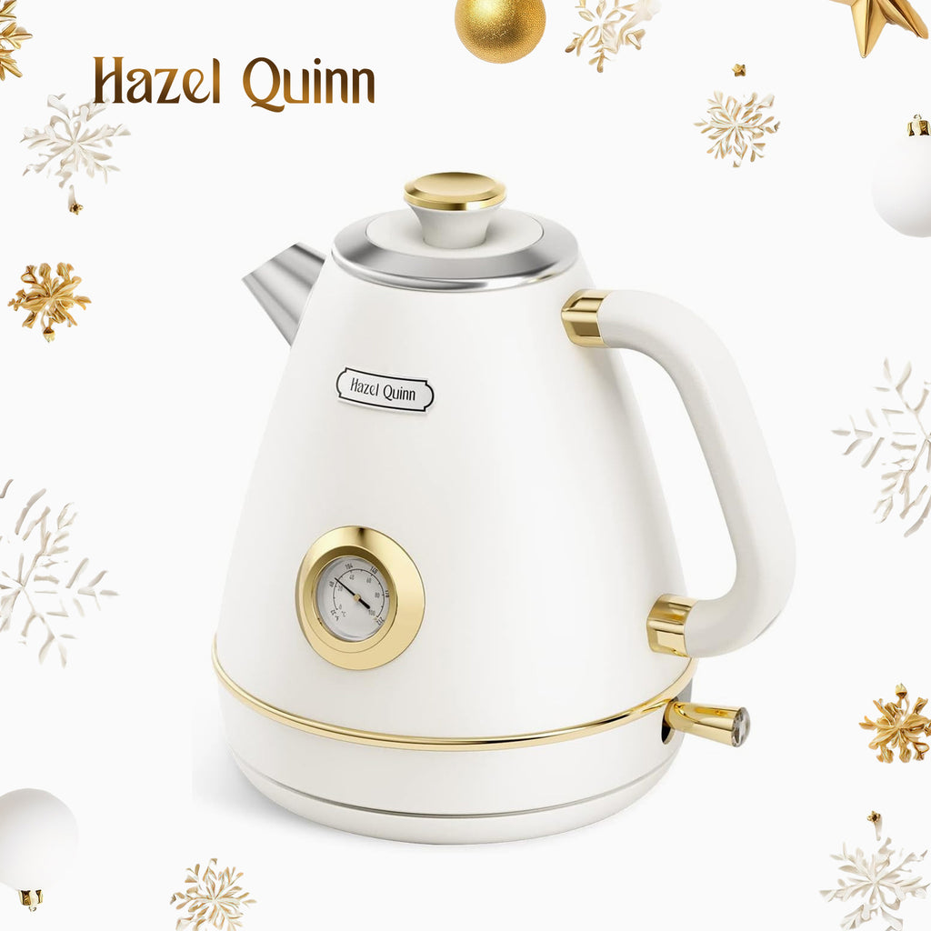 <tc>Perlweißer Wasserkocher, mit Edelstahl 304 in Lebensmittelqualität, Zifferblatt-Thermometer, 1,7 L(Verfügbar in den USA, der EU und Australien)