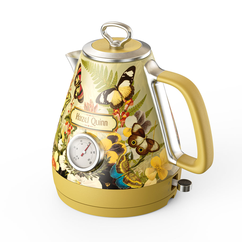 Jointly-Designed Electric Kettle by Eduardo Recife, with Food Grade 304 Stainless Steel, Dial Thermometer, 1.7 L, Artworks Pasted by Hand