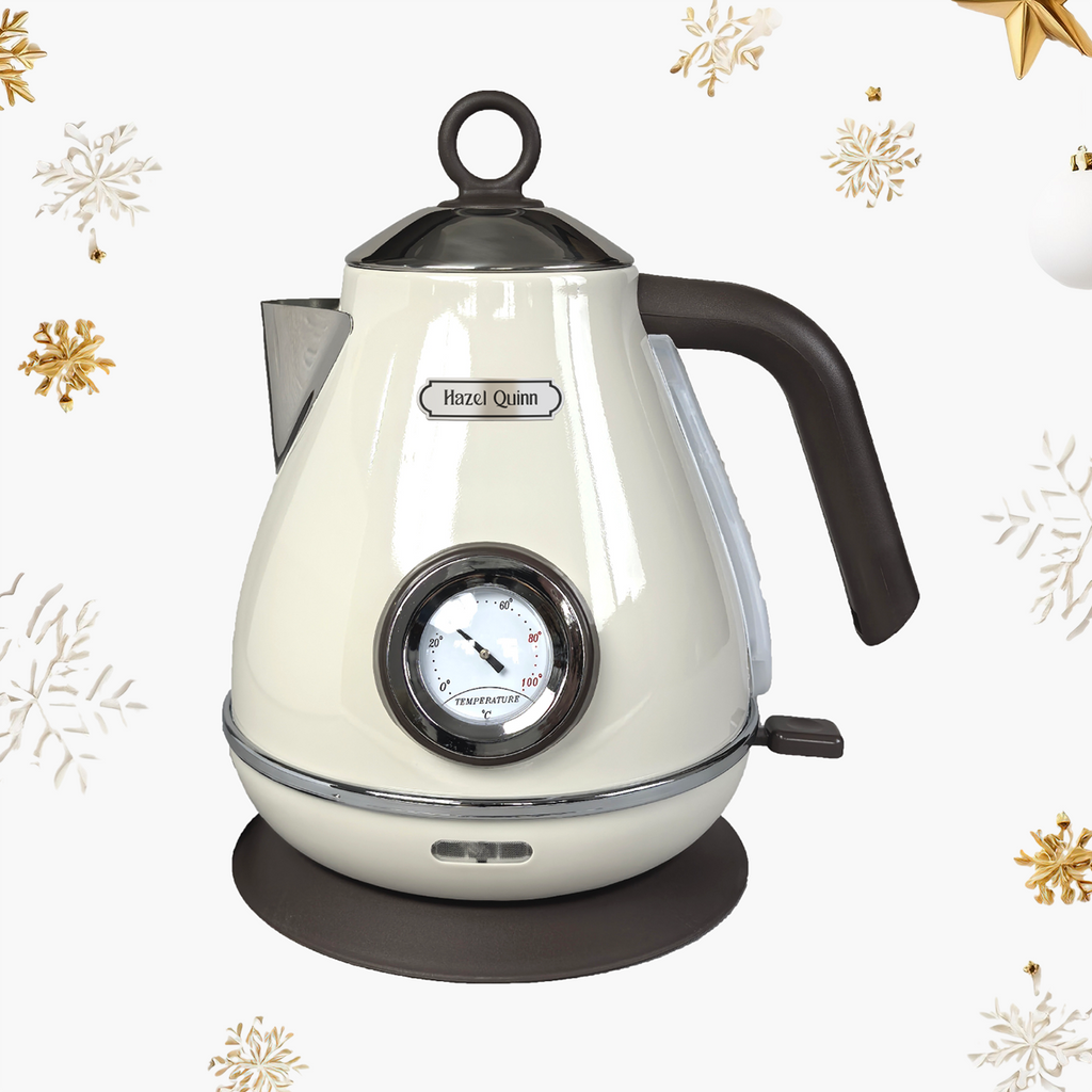 Milky Retro Electric Kettle, Stainless Steel Electric Tea with Thermometer, Auto-Shut Off & Boil-Dry Protection, Water Level Indicator Window, 1.7L  (Available in the US)