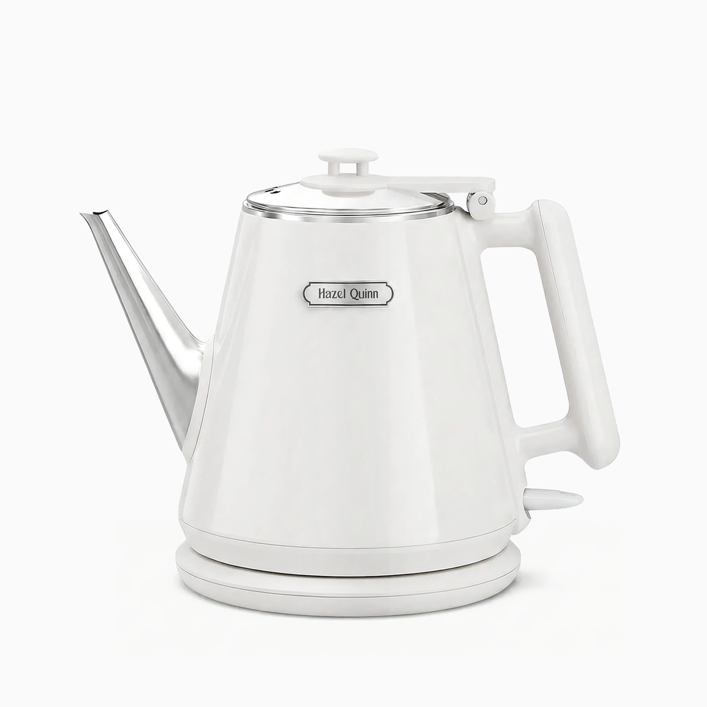 Pearl White 1 Liter Double Wall Electric Kettle, with Food Grade 304 Stainless Steel, 800W Fast Boiling, Rotational Base, Automatic Shut Off & One-Touch LED  (Available in US & EU)
