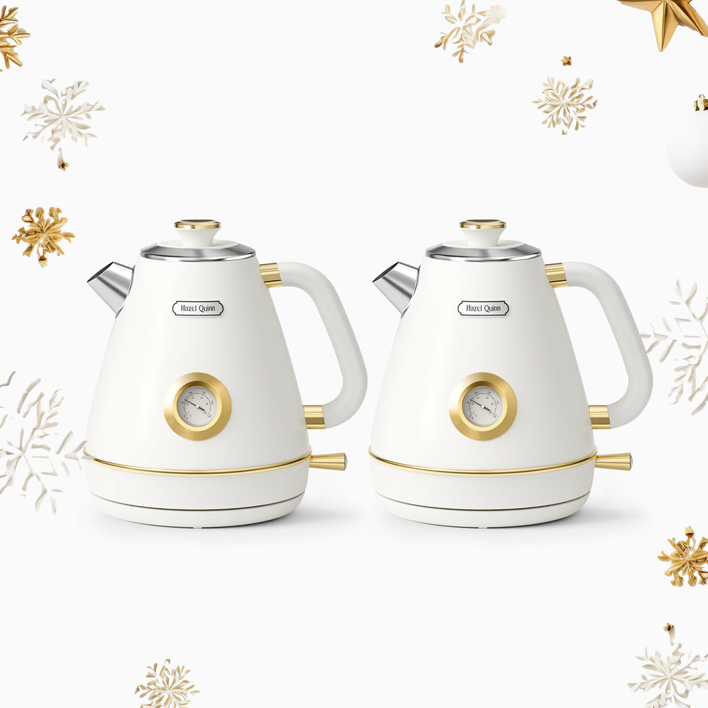 <tc>2× Elektrische Wasserkocher, aus Edelstahl 304 in Lebensmittelqualität, Zifferblatt-Thermometer, 1,7 L</tc>