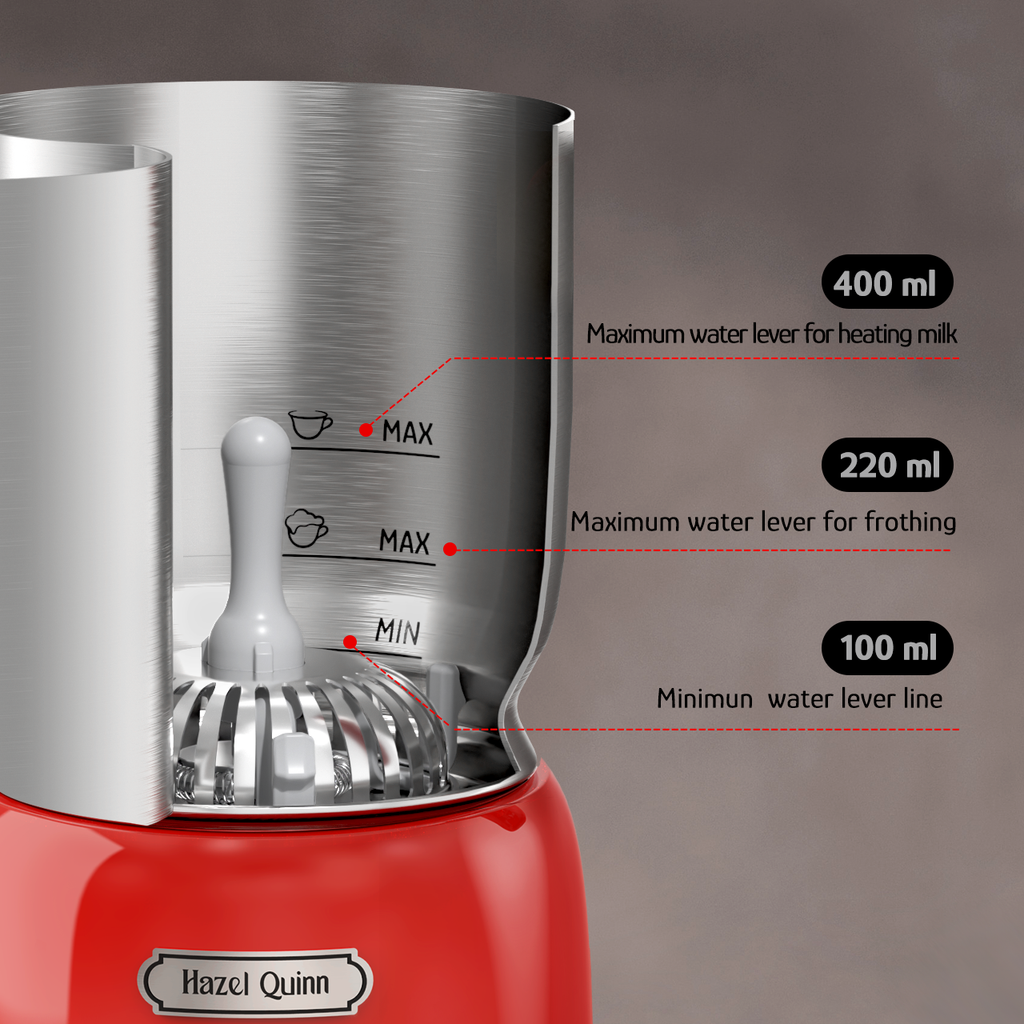 Ruby Red 5-in-1 Electric Milk Frother, with Food Grade 304