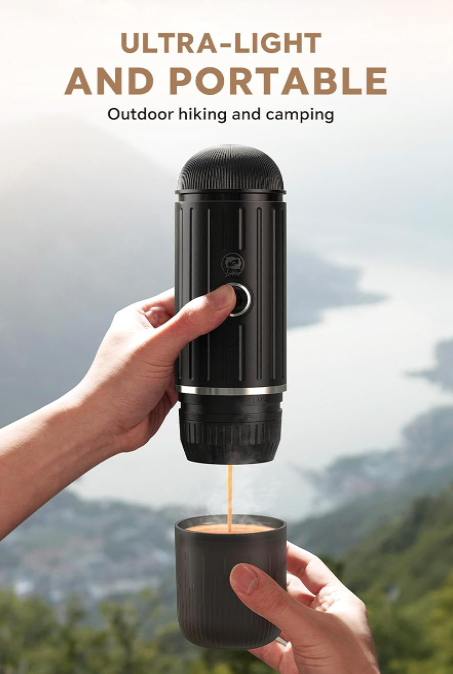 Red Portable Coffee Maker Travel Espresso Machine, 19 Bar Pressure