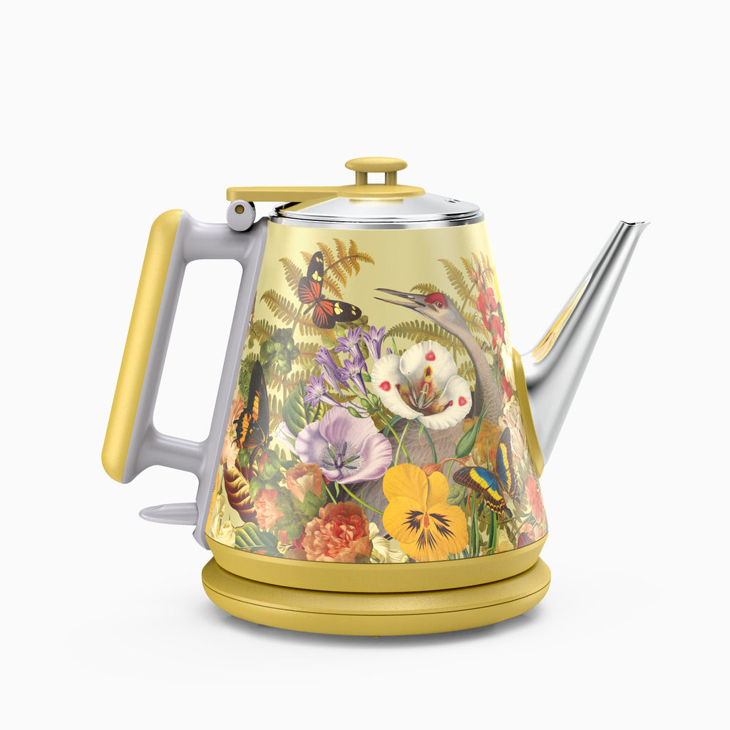 [Upbeat] Jointly-Designed 1 Liter Double Wall Electric Kettle by Eduardo Recife, with Food Grade 304 Stainless Steel, 800W Fast Boiling, Artworks Pasted by Hand (Available in US & EU)