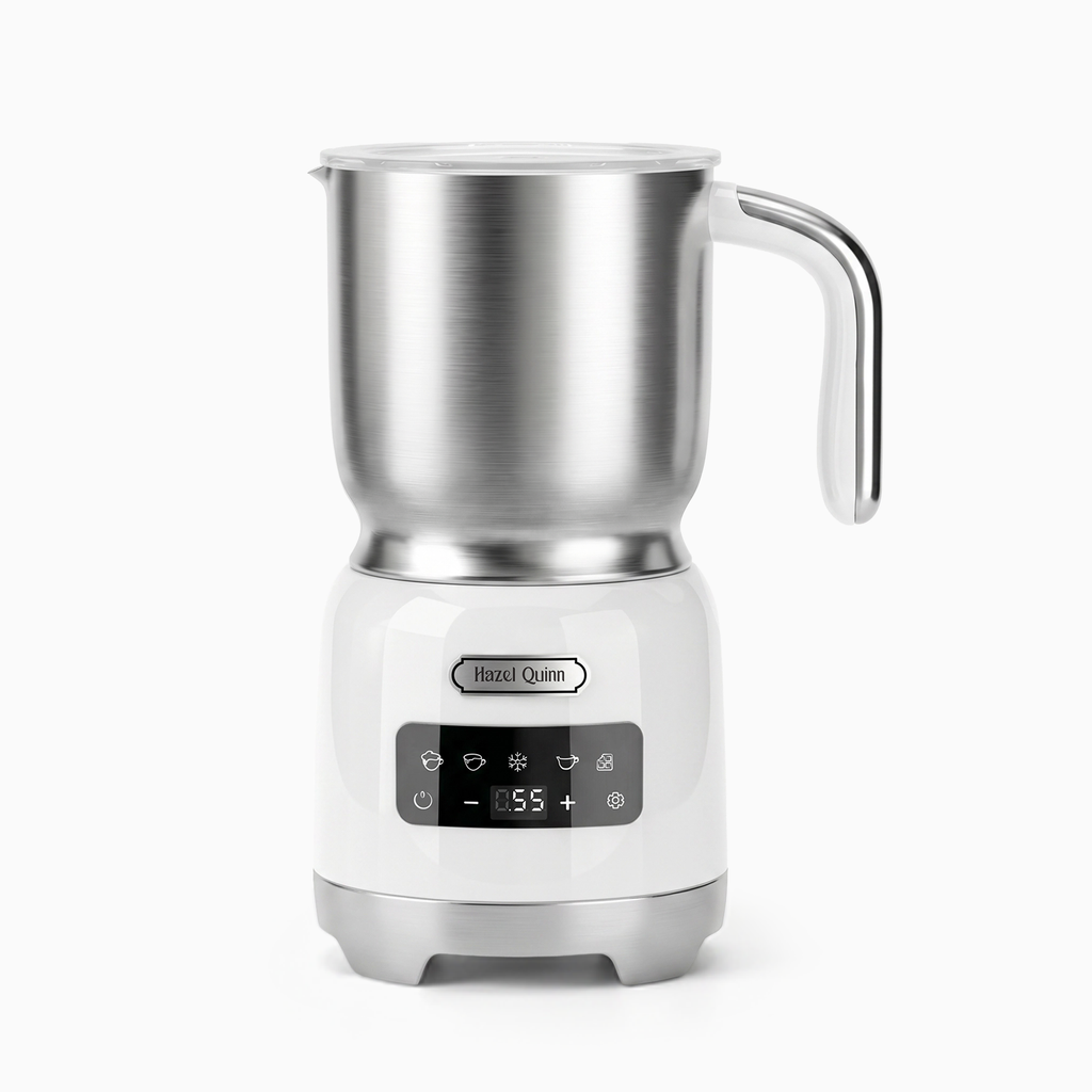 <tc>Perlweißer elektrischer 5-in-1-Milchaufschäumer aus lebensmittelechtem 304-Edelstahl mit LED-Touchscreen, 0,4 L(US-, AU-, EU- und ME-Version auf Lager)</tc>
