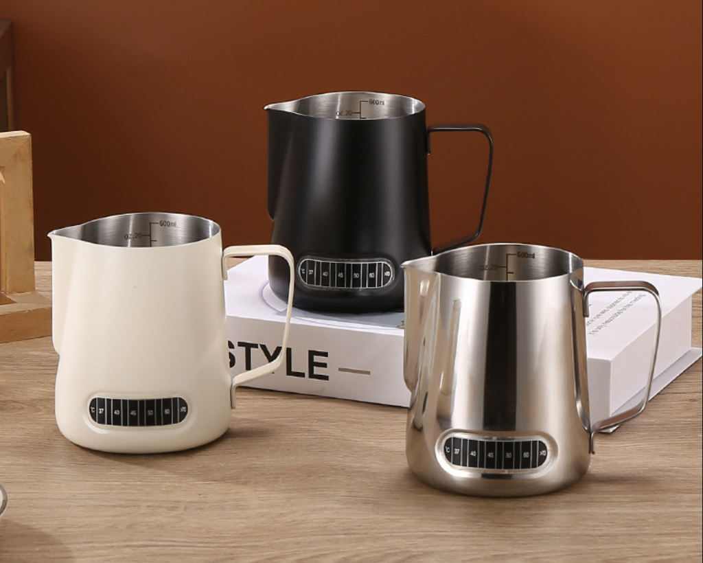 White 350ml Temp Control Milk Frothing Pitcher – 304 Stainless