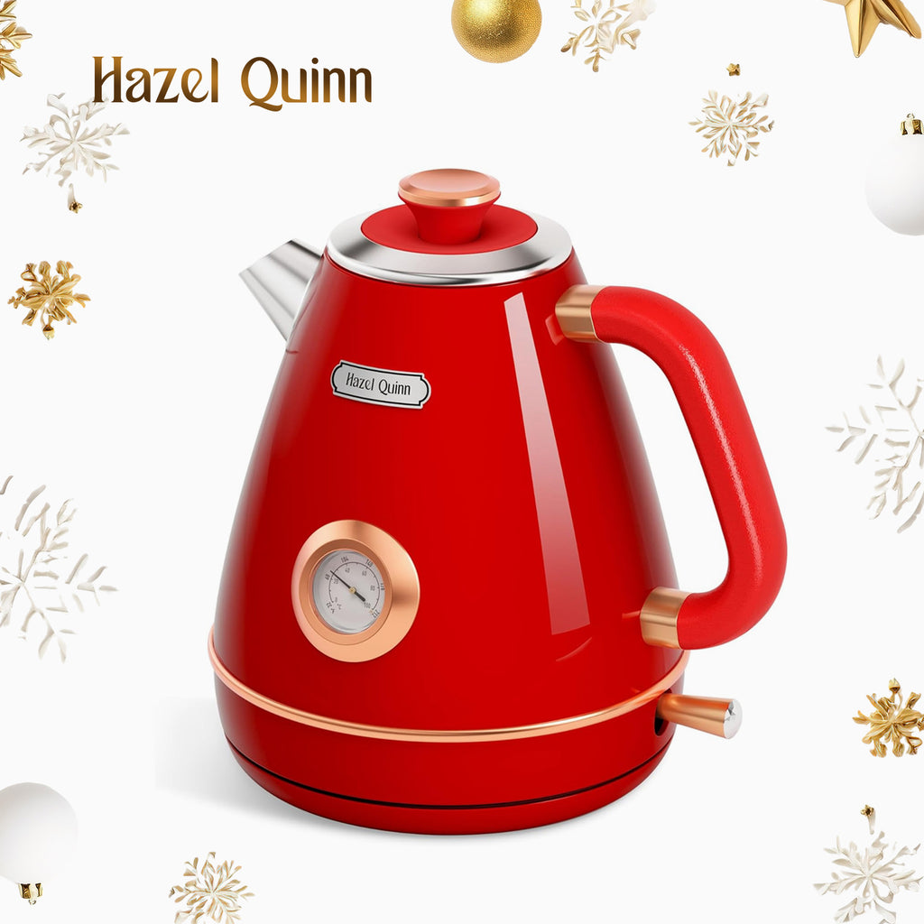 Ruby Red Electric Kettle, with Food Grade 304 Stainless Steel, Dial Thermometer, 1.7 L