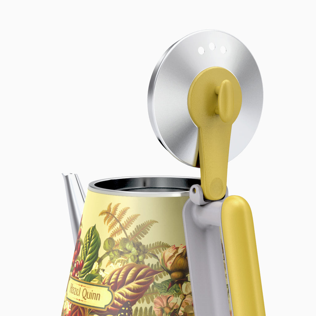 [Upbeat] Jointly-Designed 1 Liter Double Wall Electric Kettle by Eduardo Recife, with Food Grade 304 Stainless Steel, 800W Fast Boiling, Artworks Pasted by Hand (Available in US & EU)