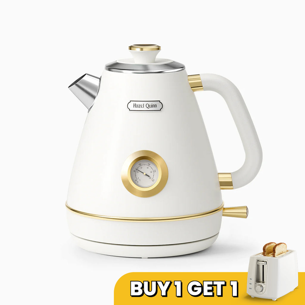 [1-for-1] Pearl White Electric Kettle, with Food Grade 304 Stainless Steel, Dial Thermometer, 1.7 L  (Available in US)