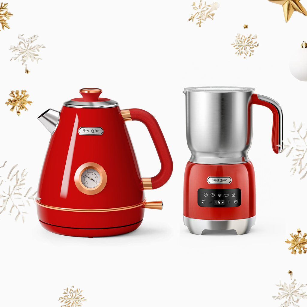 Ensemble Mousseur à Lait Électrique et Bouilloire Électrique Rouge Rubis (Disponible au Royaume-Uni et dans l’UE)