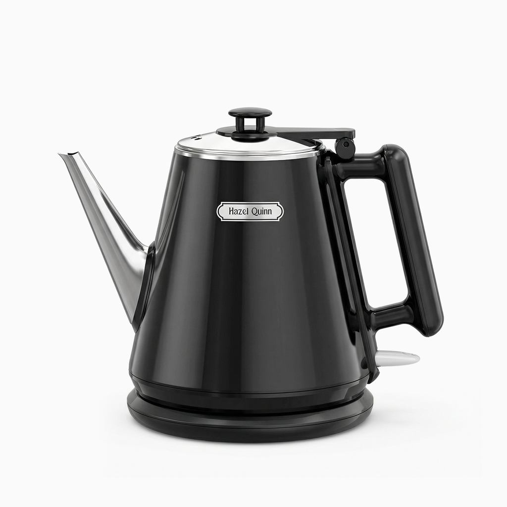 Jet Black 1 Liter Double Wall Electric Kettle, with Food Grade 304 Stainless Steel, 800W Fast Boiling, Rotational Base, Automatic Shut Off & One-Touch LED (Available in US)