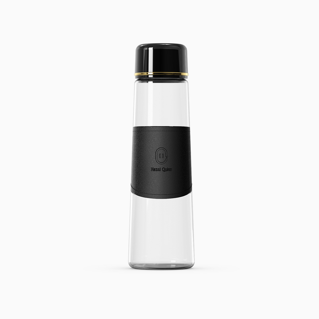 Nouvelle bouteille à jus en verre premium avec couvercle anti-fuite, design en cuir anti-brûlure, réutilisable et portable, 0,45 L