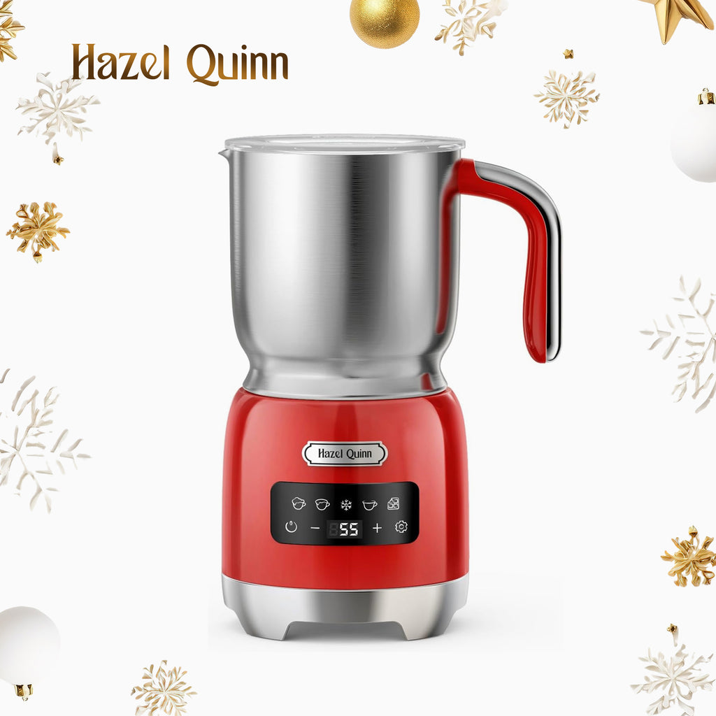 Ruby Red 5-in-1 Electric Milk Frother, with Food Grade 304 Stainless Steel, LED Touch Screen, 0.4 L (Available in EU)